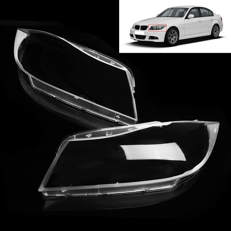 1 Pair Car Xenon Headlight Glass Lamp Lens Cover for BMW 3 E90 E91