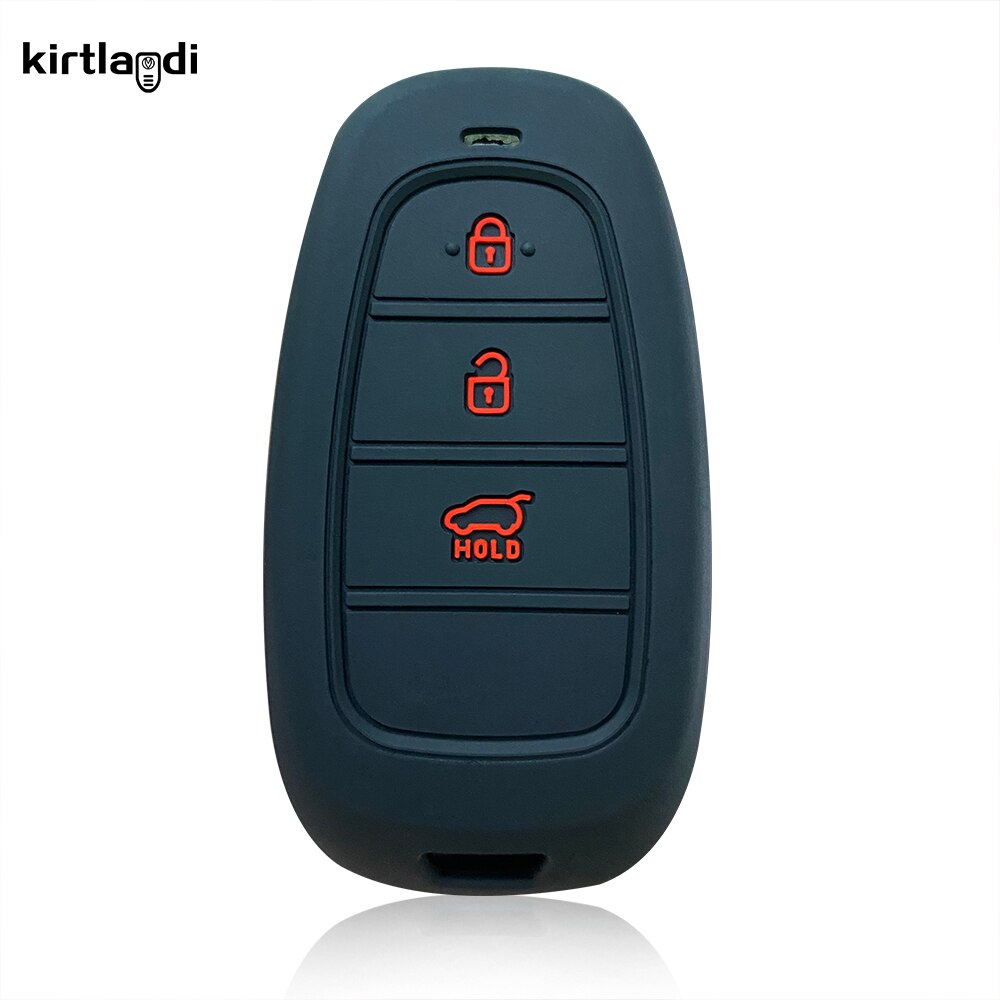Silicone Car Key Cover Shell Wallet For Hyundai Sonata Tucson NX4 Santa Fe Case Key Fobs Remote Holder Keychain 2022: black with red
