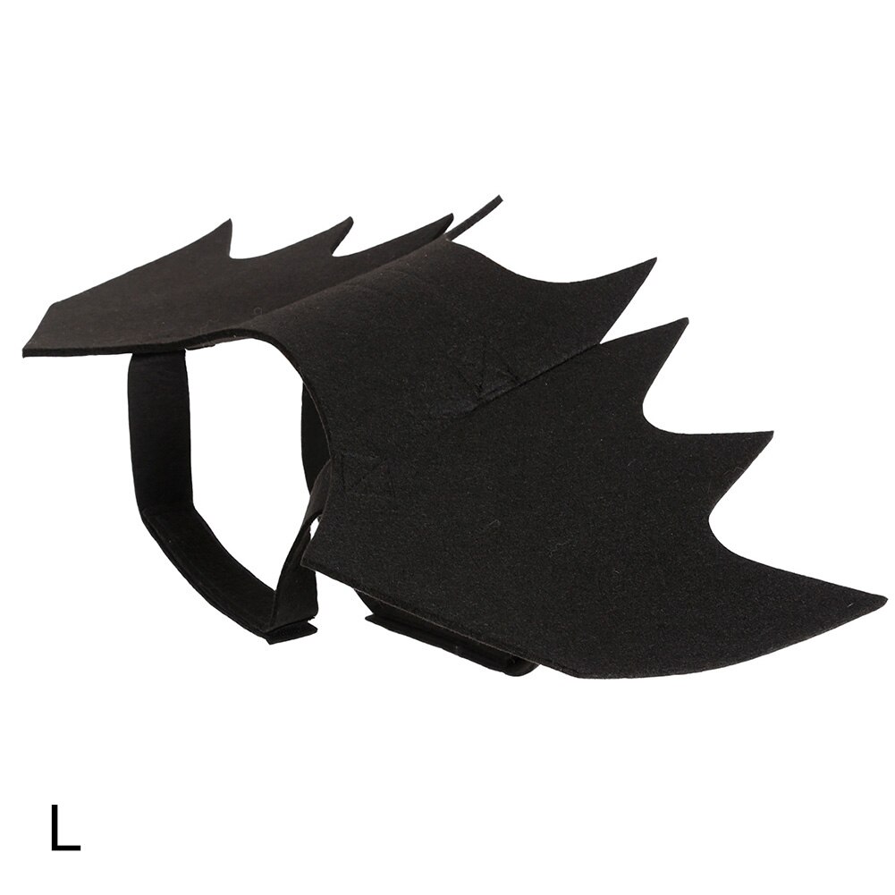 Godt sundt dyr kæledyr hund kat flagermus vinge halloween fancy dress kostume outfit filt klud sort: L