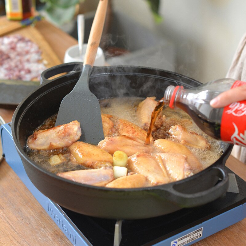 Universele lampblack koekenpan gietijzeren wok brandstof gasfornuis universele brandstof gasfornuis verflaag platte bodem pan antiaanbakpan pa