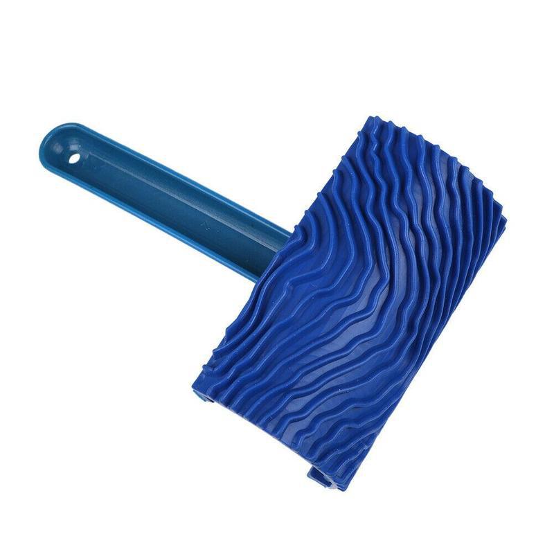 Grain Paint Roller Wall Graining Durable Diy Pattern Imitation Brush With Blue Tool Art Rubber Painting Decor Wood Handle N8C8: Default Title