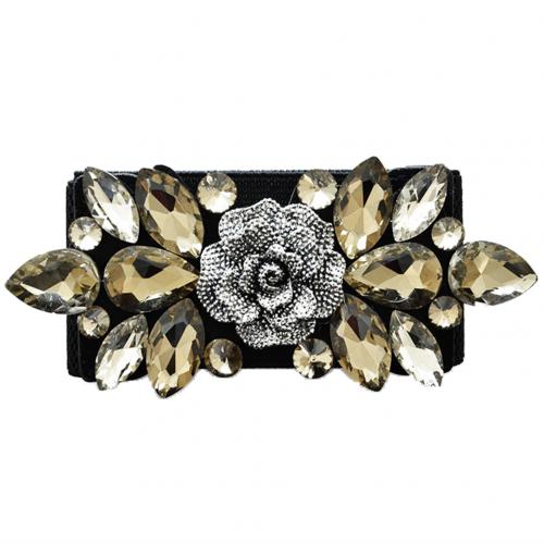 Bryllupsfest kvinner floral spenne rhinestone elastisk bredt clinch belte: Gul