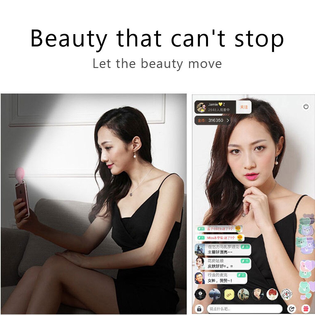 Camera lens Makeup Mirror Light Online Live Selfie Shot LED Flash Rechargeable Clip Mini Fill-in Light Makeup miroir spiegel