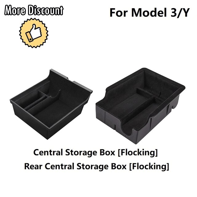 Reposabrazos Central para coche Tesla modelo 3 Y /2022, caja de almacenamiento, organizador, consola Central, accesorios para Tesla modelo 3 2022: 1 Set Flocking