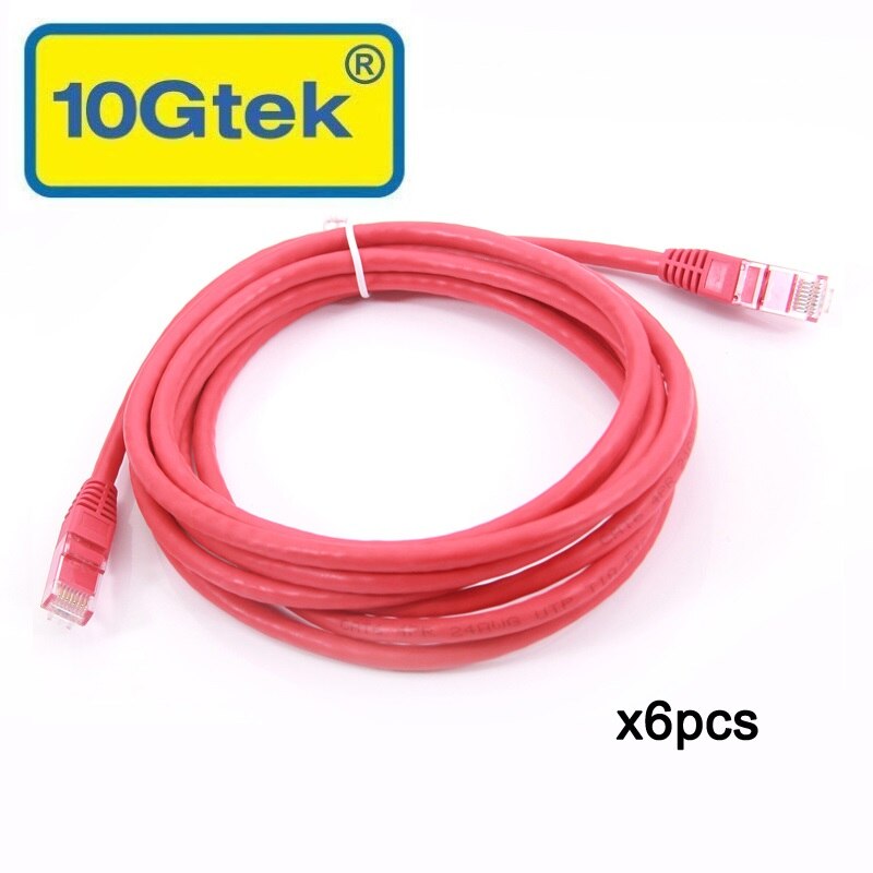 10 Gtek 6 Pcs CAT6 UTP Patchkabel, 3 Meter (10 Ft) RJ45 Netzwerk Kabel, rot, 24AWG Für Gigabit Ethernet Switch Router