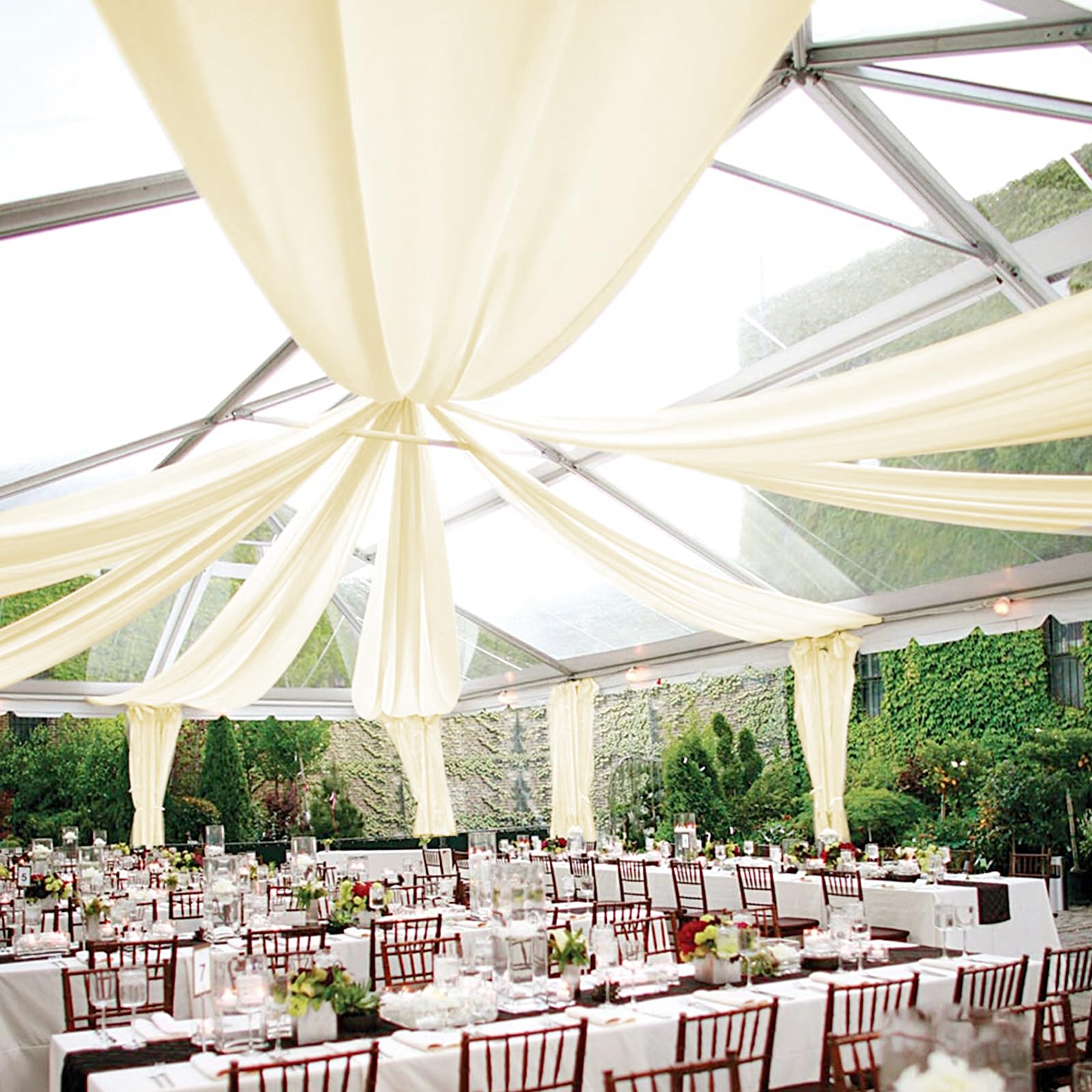Draperies de plafond en mousseline de soie pour arche de mariage, tissu drapé, draperie blanche, décorations de plafond, scène de cérémonie de fête, Tyys: XXL / plum