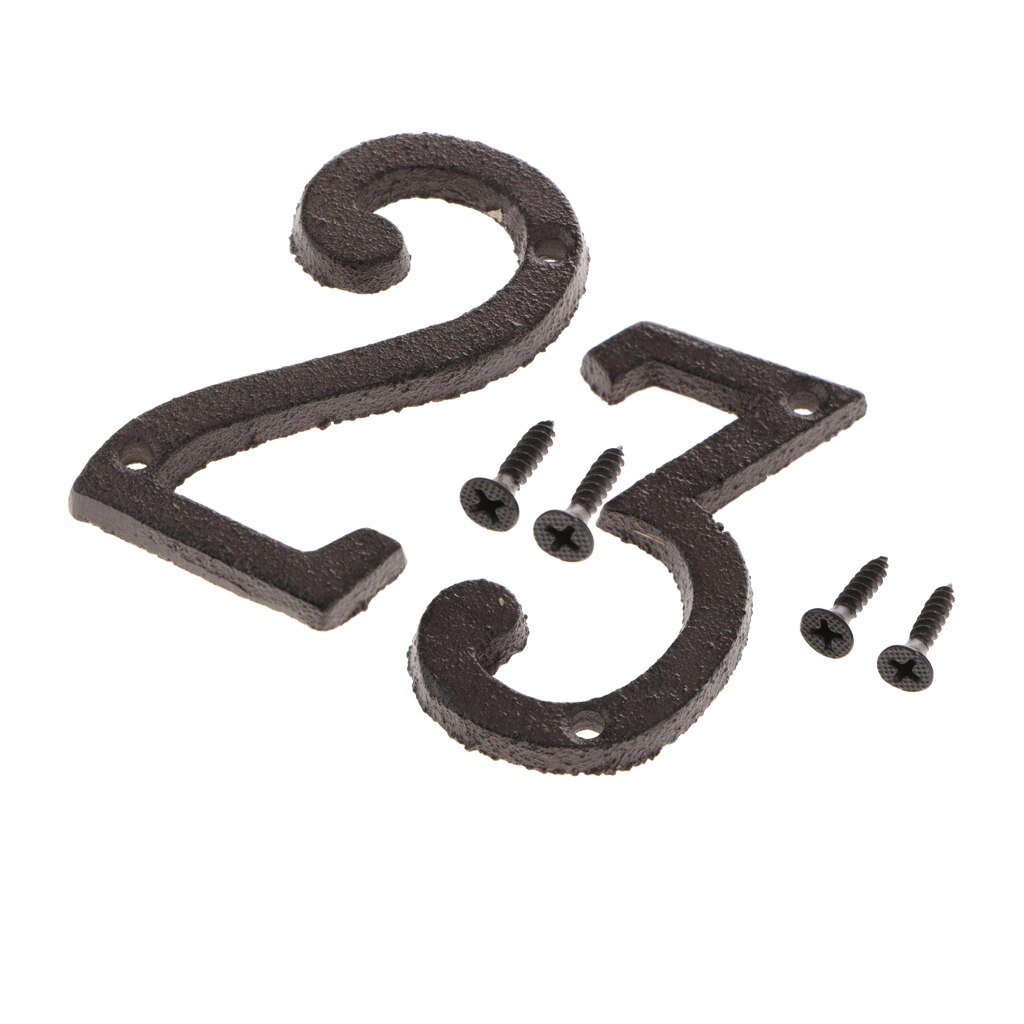 2pcs Cast Iron Metal Door Number Sign Plaque House Garden Name Address Sign Sticker Plate 2 3