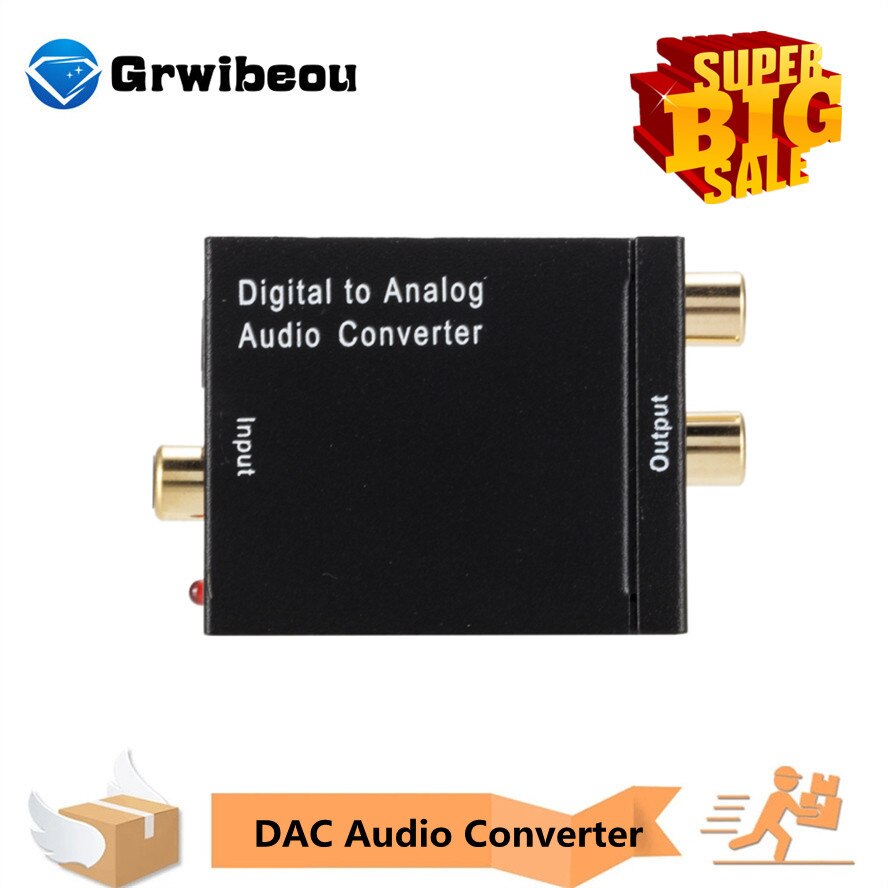 DAC Digital to Analog Audio Converter Optical Fiber Toslink Coaxial Signal to RCA R/L Audio Decoder SPDIF ATV DAC Amplifier