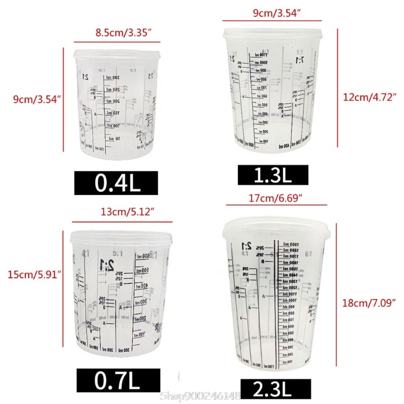 5Pcs Disposable Graduated Clear Plastic Paint Mixing Cups Calibrated Mixing Ratios Measuing Cups For Paint Resin Tools S19 20