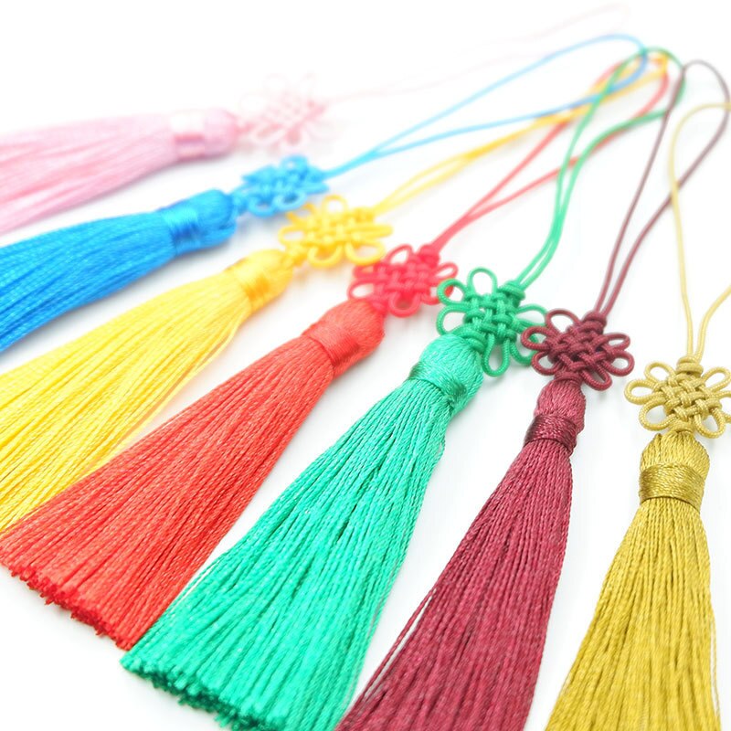 10PC gemischt Farben Chinesischen Knoten Quaste Lesezeichen Kleidung DIY Dekorative Zubehör Auto Schlüssel Tasche Anhänger DIY Handwerk Quaste Randbereich: gemischt Farben