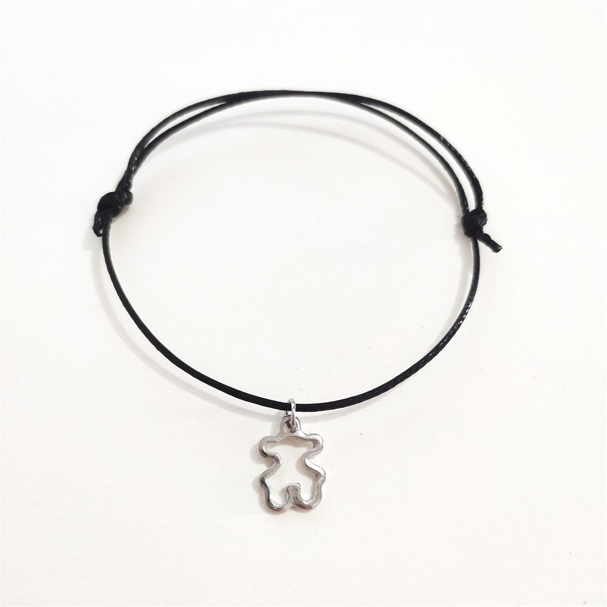 Cute Hollow Bear Bracelet Necklace Stainless Steel Bracelet Charm Women Jewelry: black