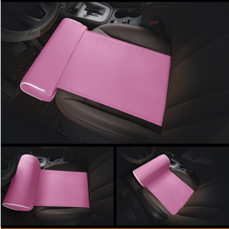 Cojín para asiento de coche reposapiés de cuero PU, soporte para piernas, esterilla cuadrada, rodillera de fácil conducción, apoyo para los muslos, accesorios de Interior de coche: 1pc pink