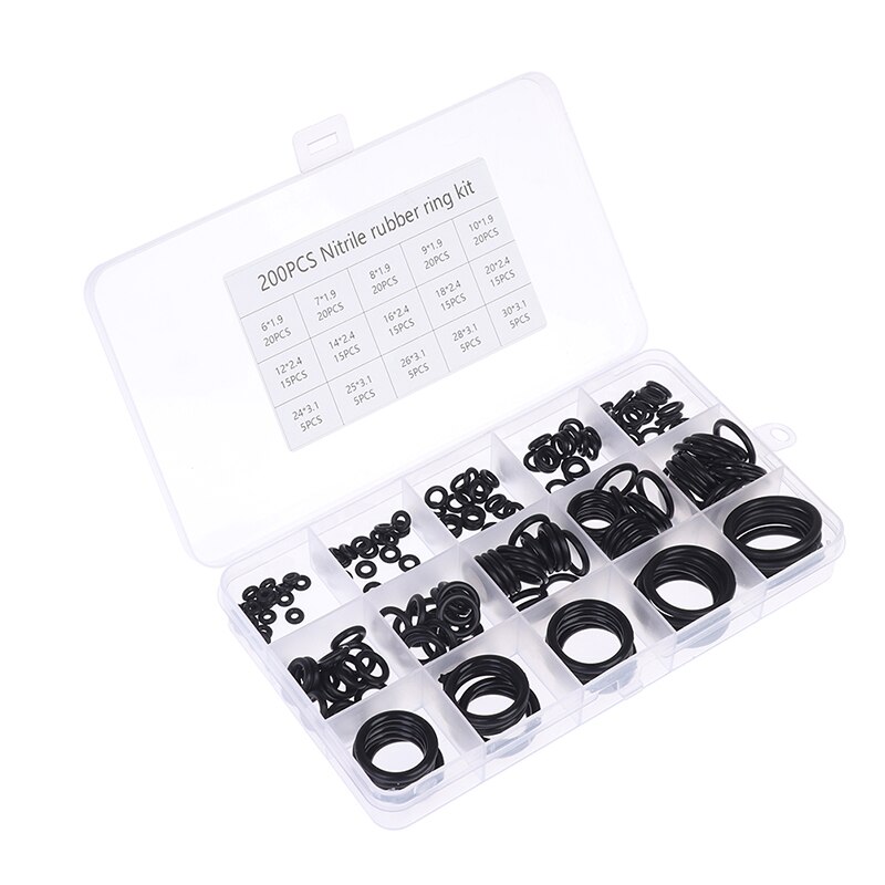 200Pcs Rubber O-Ring Washer Assortiment Set Hydraulische Sanitair Pakking Kit