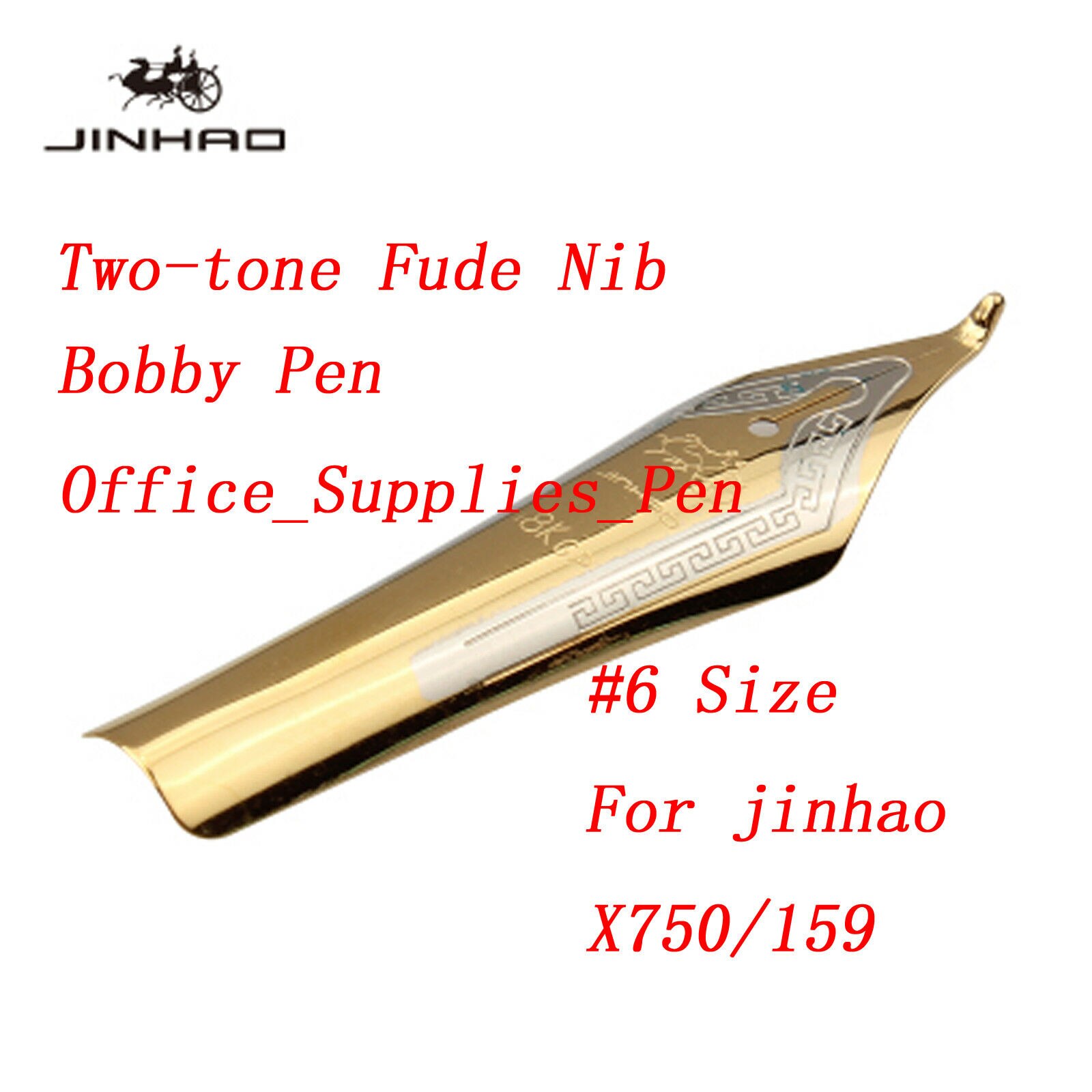 Pluma estilográfica Jinhao #6 35mm Nib Original para Jinhao X750/450/159/100 pluma de tinta, papelería, suministros para oficina y escuela 1 unidad: Two Tones Fude Nib