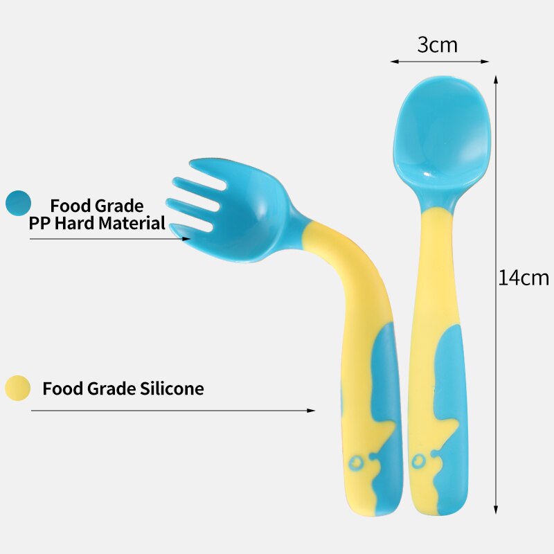 Baby Gadgets Tableware Set Children Utensil With Storage Box Toddler Dinnerware Cutlery Cartoon Infant Food Feeding Spoon Fork