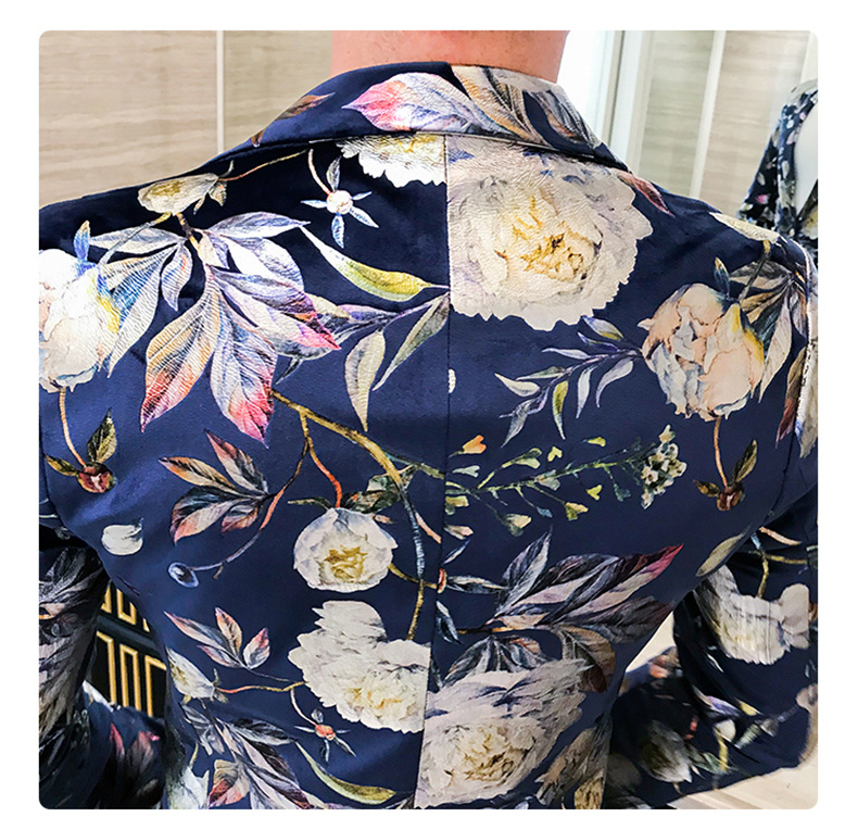 Terno masculino blomma kavaj herr mönster kostym jacka affärscausal män slim fit kavaj bröllopsfest balblazer