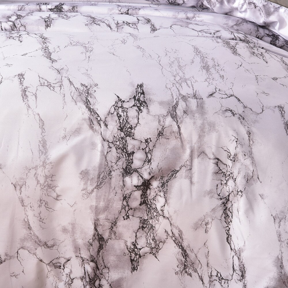 Marmor sengetøjssæt, grå grå sort og hvidt mønster trykt , 2/3 stk/sæt queen size blødt mikrofiber sengetøj med pudebetræk