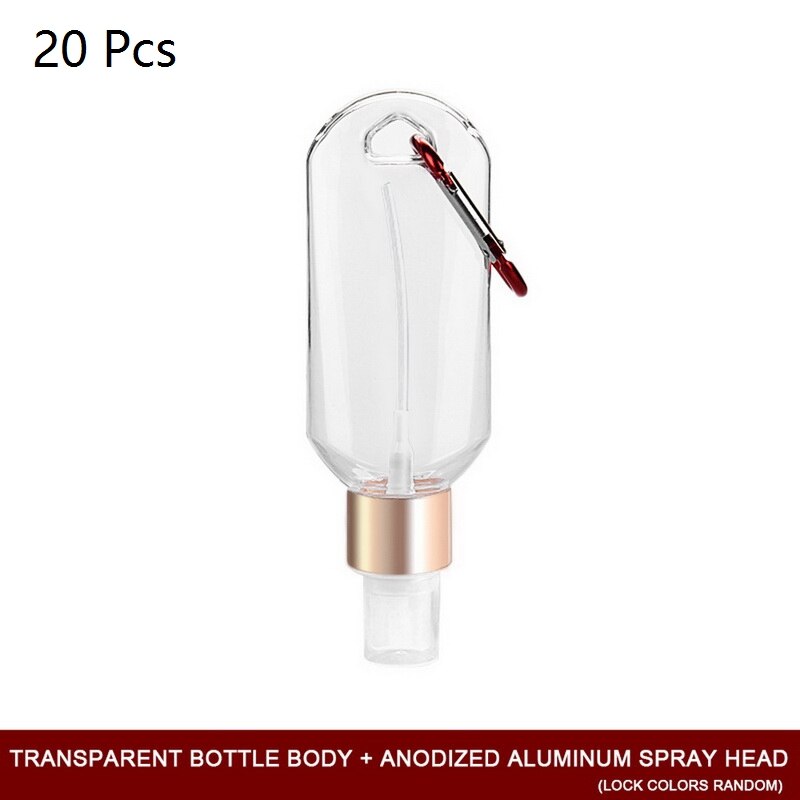 50ml Wall Hanging Refillable Bottles Hand Sanitizer Containers Travel Containers Leakproof Spray Bottle With Lanyard: Golden 20Pc