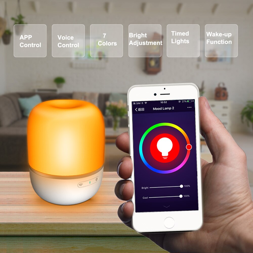 Lampe LED d&#39;ambiance colorée, sans fil, wi-fi, intelligente et Portable, idéal pour un bureau ou une Table