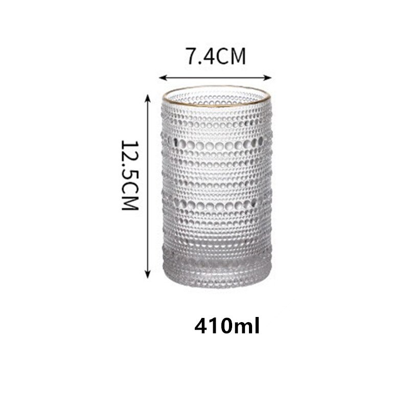 Embossed Bead Glass Cup Heat Resistant Old Fashioned Glass for Juice Water Wine Transparent Drinkware for Home Bar: 410ML Gold