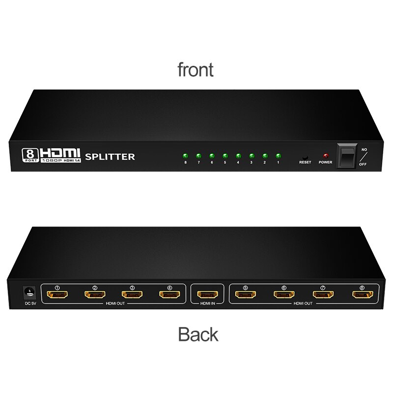 HDMI 1 in 8 out port Splitter 1080P HD Video Split Screen HDMI Splitter