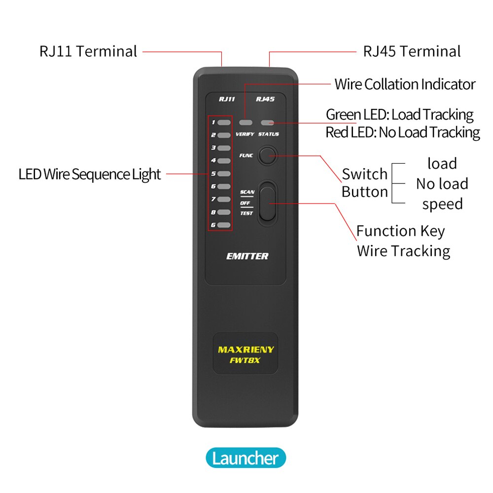 MAXRIENY Digital Signal Dual Mode Network Wire Line Finder Analyzer Detector Collation RJ45 RJ11 Accurate Ethernet Lan Tracer