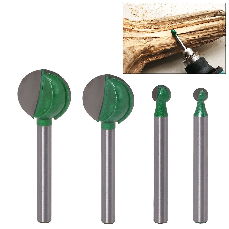 1PC 3MM 6MM Shank Milling Cutter Wood Carving Ball Nose Round Carving Cove CNC Milling Radius Core Tungsten Carbide Router Bit