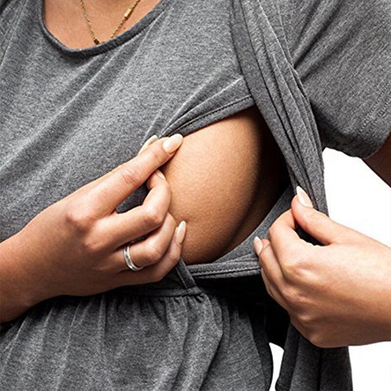 Barsel multifunktionelle amningstøj afslappede solide amningstoppe amningstøj til gravide kvinder sommer-t-shirts