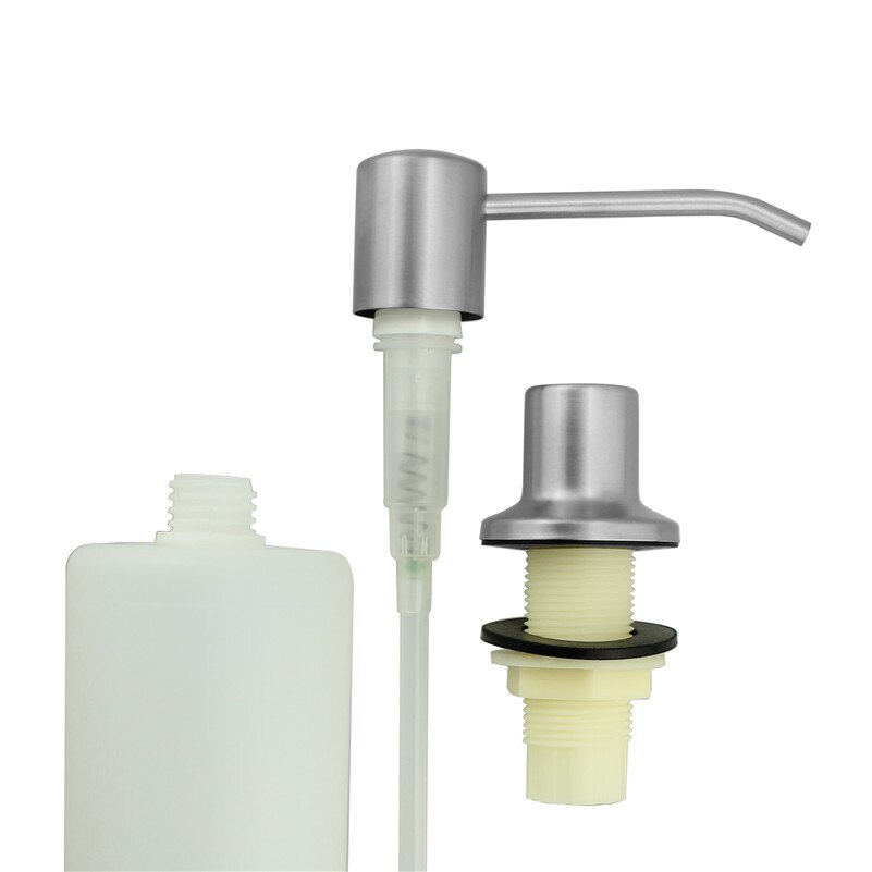 Stainless Steel Kitchen Sink Liquid Dish Soap Dispenser Brushed Finish 17 OZ Bottle /3.15 Inch Threaded Tube