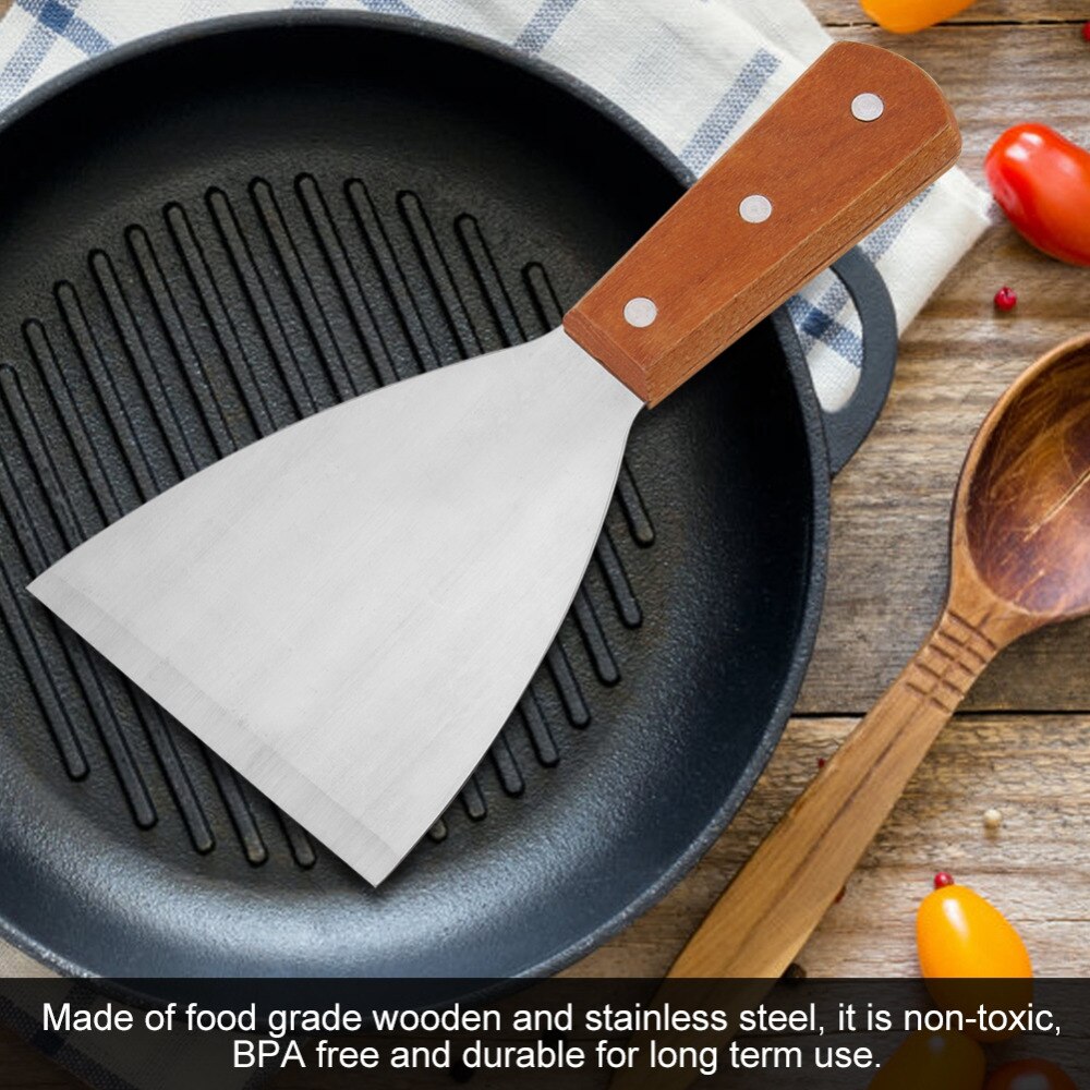 Rustfrit stål non-stick varmebestandig bbq grill beafsteak spatel turner madlavning køkken restaurant bbq grill spatel