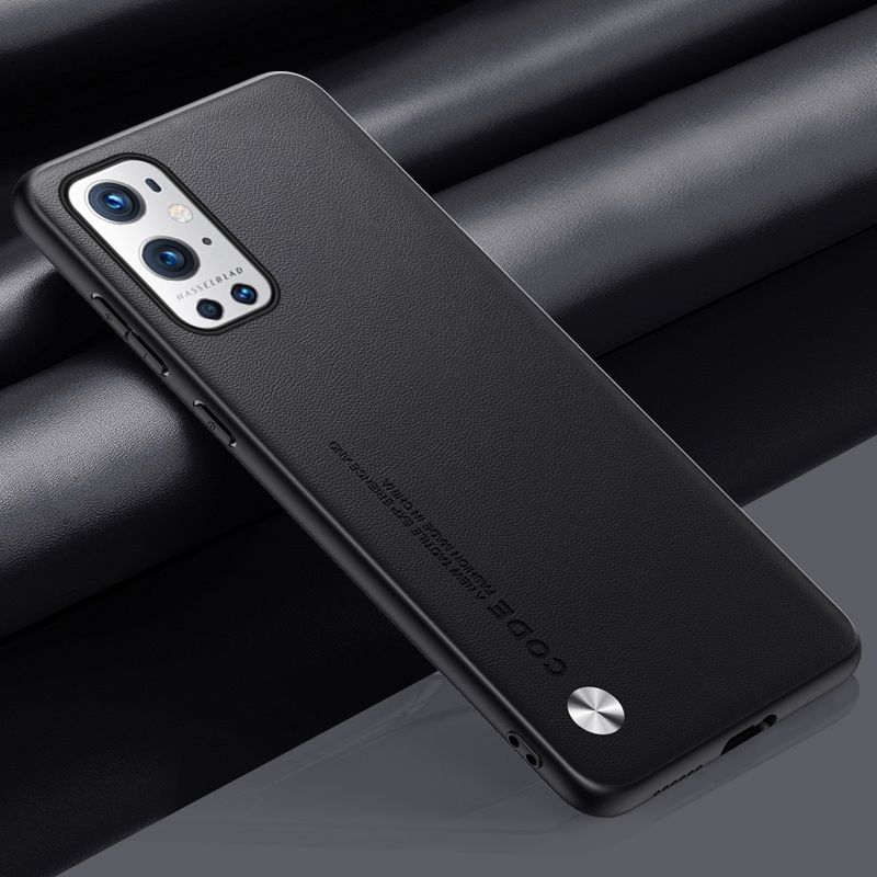 Luxuriöse pu-lederhülle für oneplus 9 pro 9r , silikon-schutzhülle für oneplus 9 r 9 pro, oneplus 9 pro hülle: Aluminium / Schwarz
