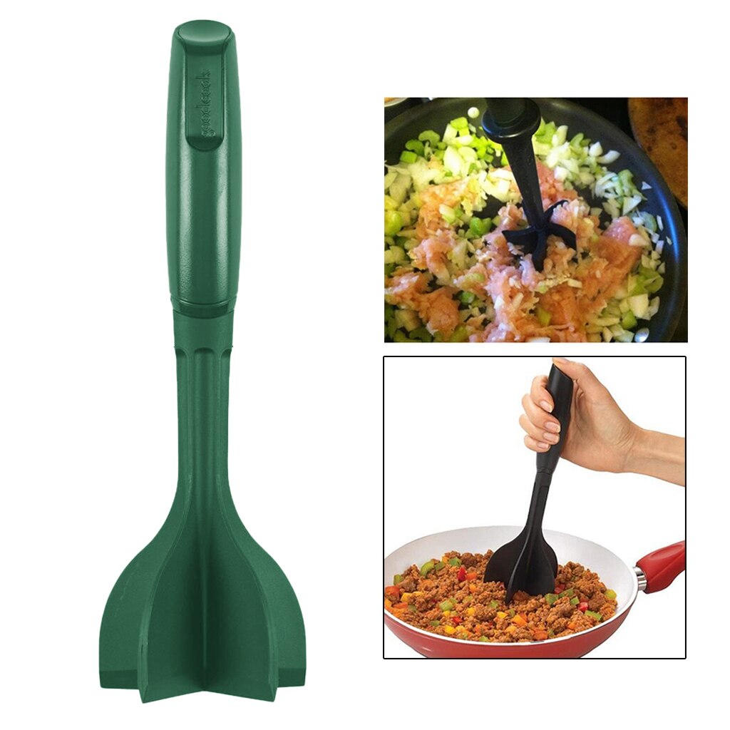Hittebestendige Vlees Chopper Stamper Smasher Voor Hamburger Vlees Grond Rundvlees Voedsel Chopper Gebruiksvoorwerp Grond Rundvlees Chopper: Green