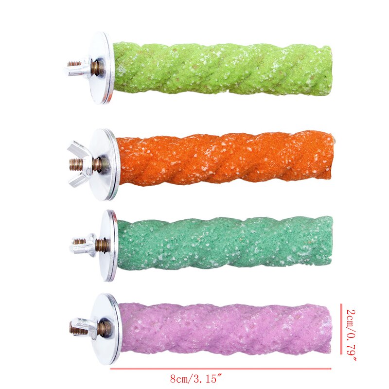 1Pc Bird Cage Colorful Pet Bird Cage Perch Stand Platform 2x8cm Paw Grinding Parrot Parakeet C42