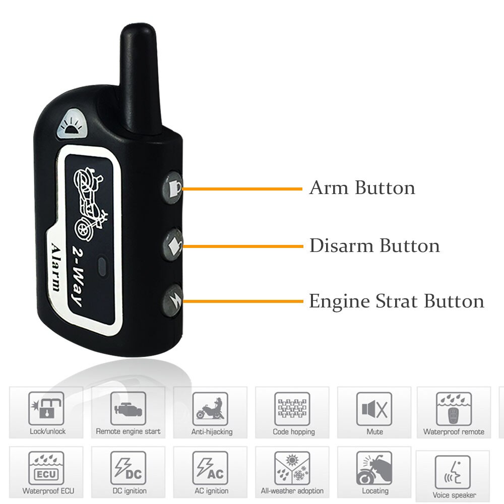 OLOEY Two Way Motorcycle Alarm Anti-theft Security System Scooter Moto 2 Way Alarm Remote Control Engine Start Theft Protection