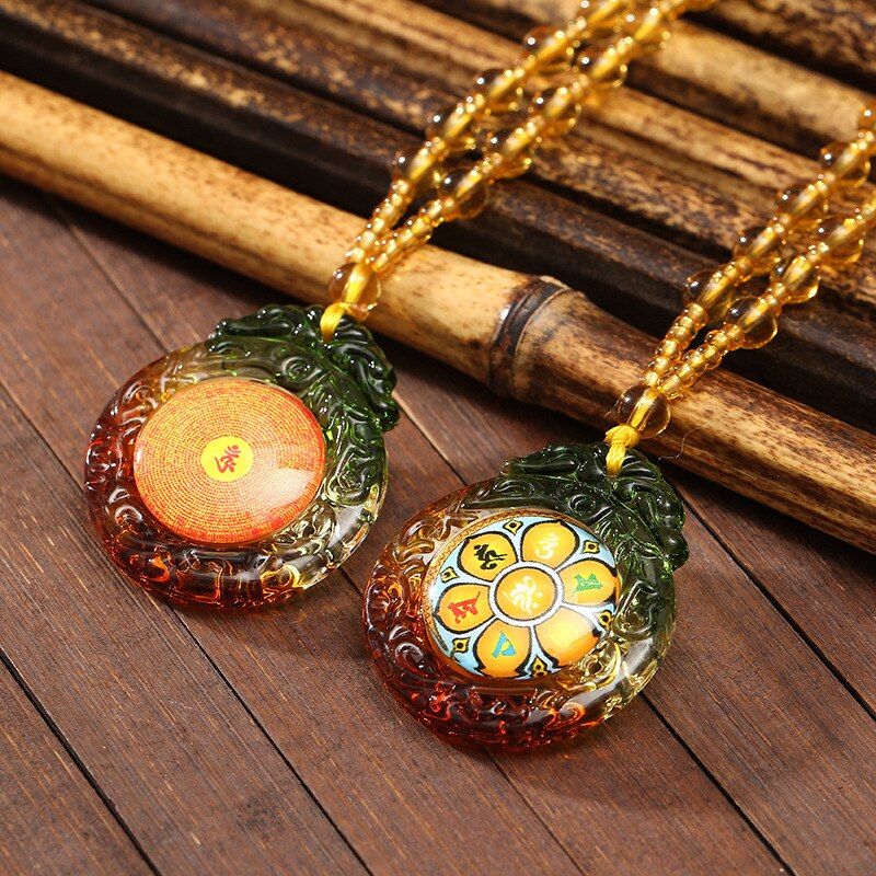 Tibetan Pendant Buddhism Amulet Necklace Shurangama Mantra Talisman Lucky Wealth Necklace Jewelry Accessories: 1PCS   20
