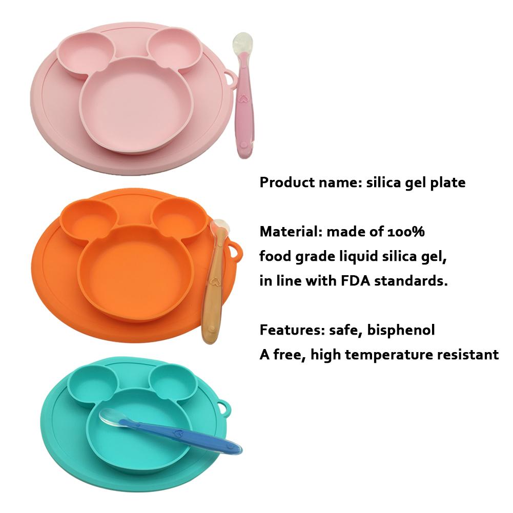 Silicone Baby Plate with Spoon Cushion Kids Infant Feeding Fruit Snack Bowl