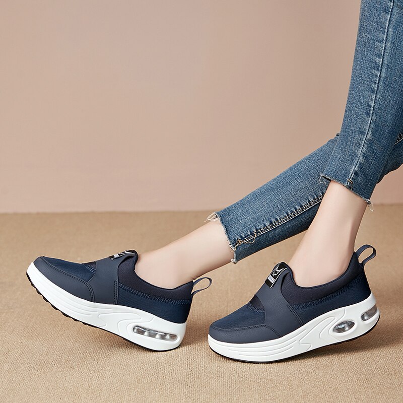 Slip-on Swing Shoes Women Minika Shoes Air Cushion Sport Shoes Sneakers Women Heigh Increasing Outdoor Zapatos Mujer Deportivos: Blue / 6