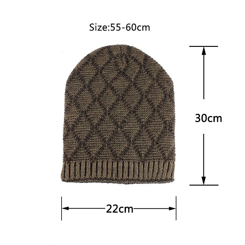 nouvelle de luxe tricot Beanie chapeau écharpe hommes hiver Plaid Plus velours écharpe épaissir couverture Cap écharpes Ski Bone