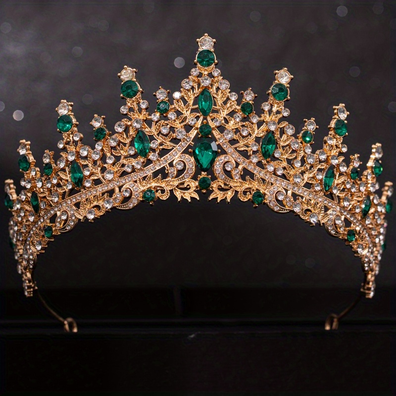 Barok Kristal Tiara 'S En Kronen Voor Vrouwen Bruid Strass Prom Diadeem Bruids Bruiloft Haaraccessoires Sieraden Kroon Tiara: Antique Copper Plated