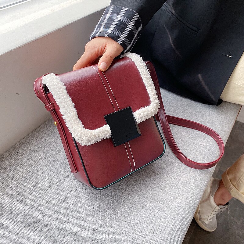 Bolsos cruzados de cuero para mujer , bolsos de lujo, bolsos de mano de para mujer, bandolera sólida, bandolera, bandolera principal para mujer: 6601-red