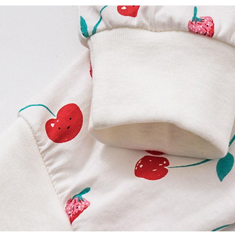 Little maven tyttöjen yöasut mansikka kirjonta pyjamat lapsille syksy lasten yöpuvut puuvilla lasten pyjamat lämmin