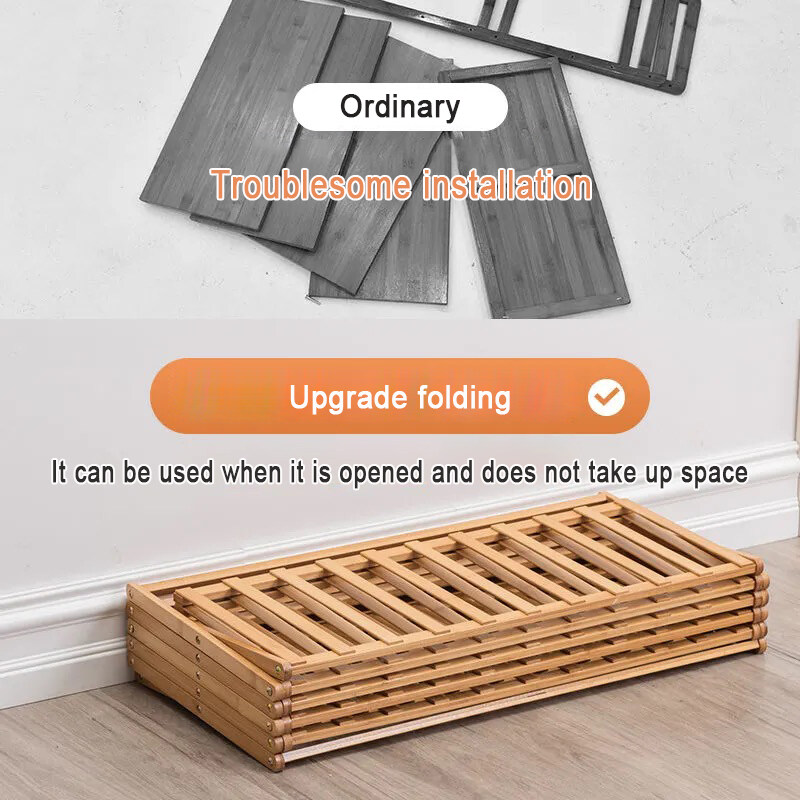 Shoe Rack Folding Multi-layer 3/4/5 Shoe Box Shelf Installation Free Shoe Cabinet Log Door Storage Rack Bamboo Shoe Cabinet