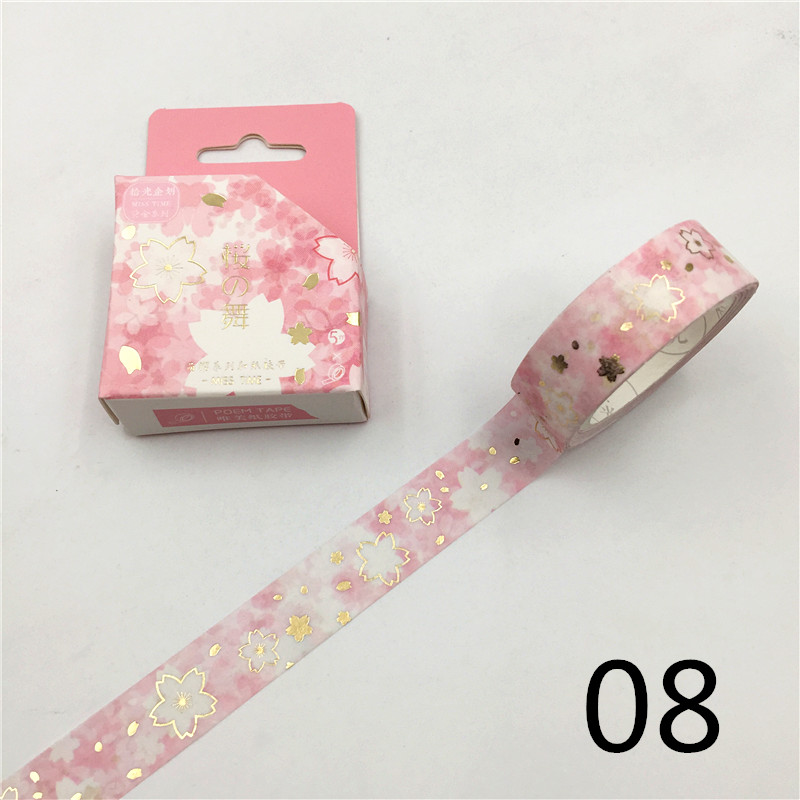 Cinta Washi romántica de estilo japonés, 15mm X 5m, Washi Tape Wave crane Sakura, cinta adhesiva decorativa para álbum de recortes, soporte escolar: 08