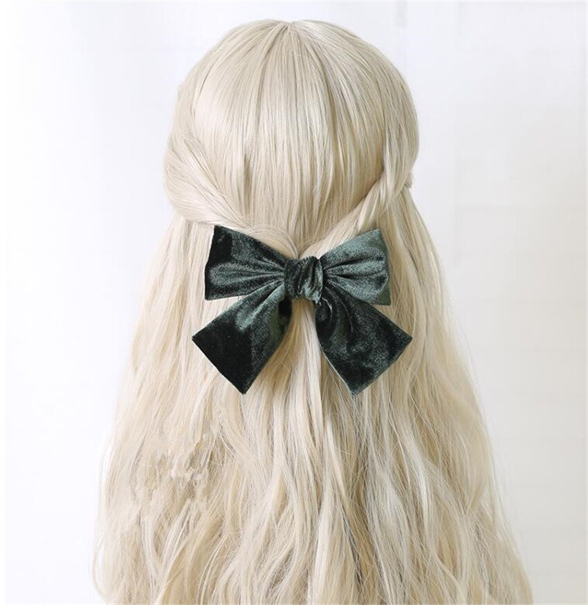 Horquilla Retro de terciopelo para niña, horquilla de Princesa con lazo grande, accesorios para el cabello de Lolita, B1712: color 6