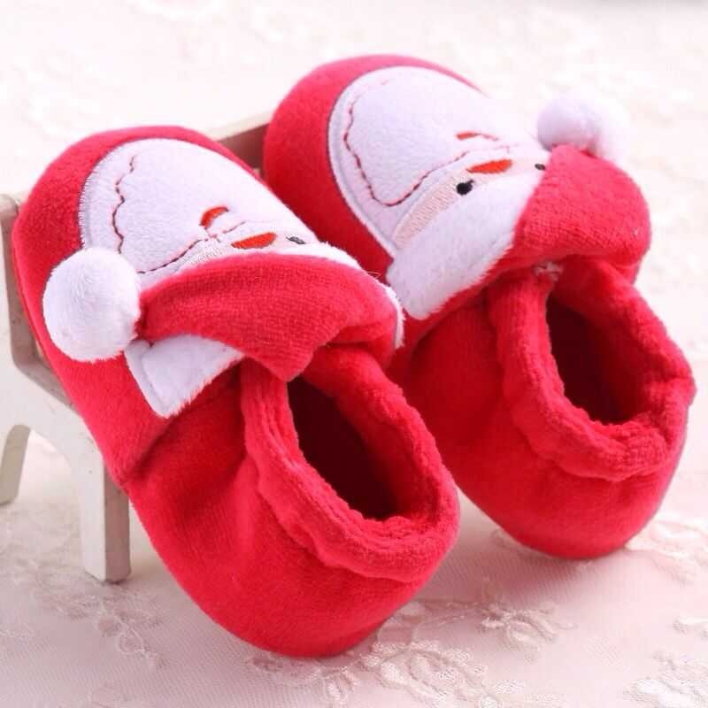Noël chaussures chaudes enfant en bas âge enfant bébé filles garçon troupeau hiver neige chaude père noël premiers marcheurs chaussures mignon noël bébé bottes: Red / 6-9Months
