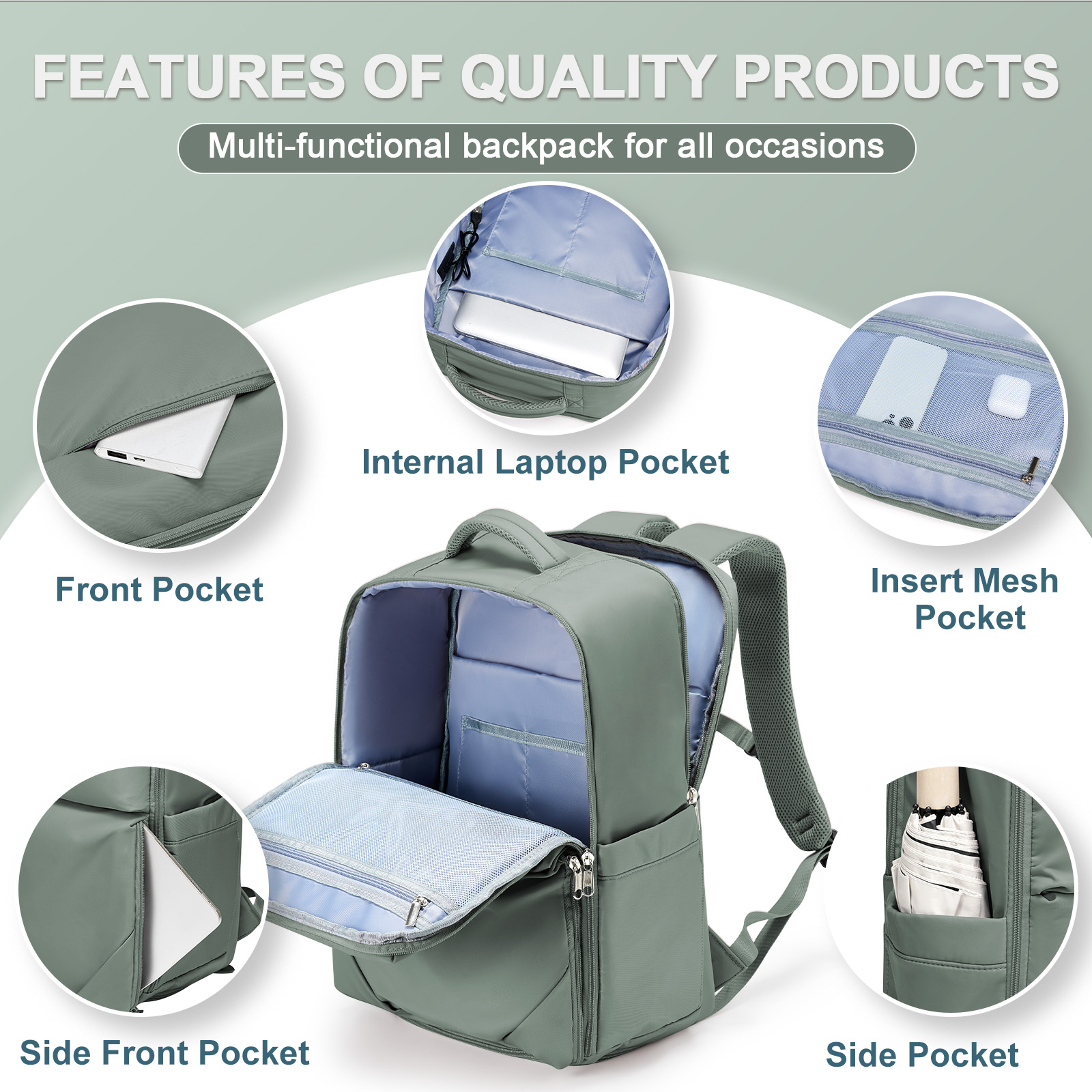 Bakcpack-maleta de viaje para mujer, bolsa de cabina de vuelo 40x20x25, mochila impermeable reforzada para viaje, de 14 pulgadas mochila para portátil, equipaje