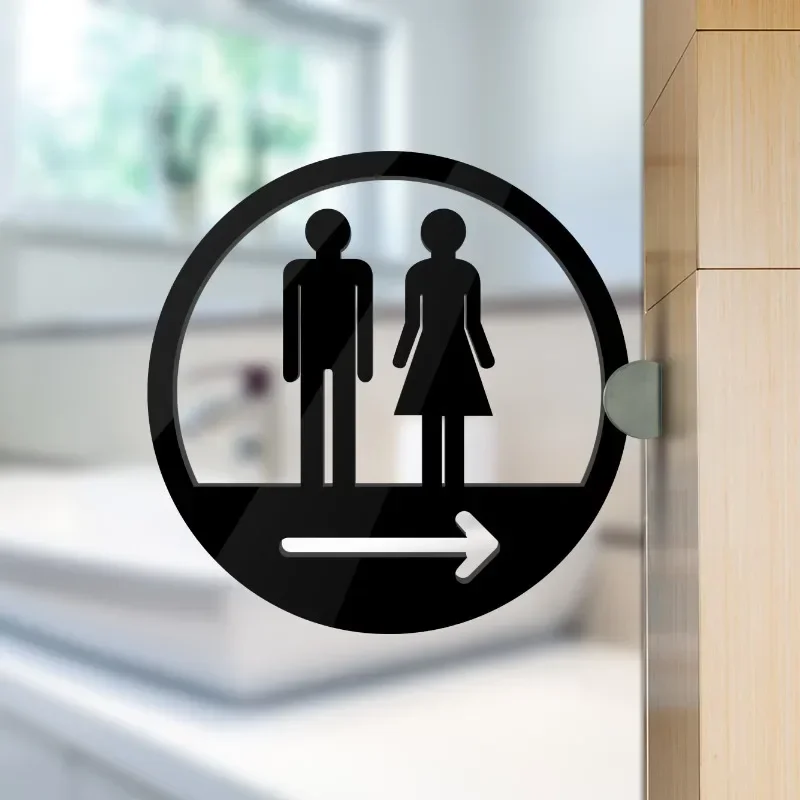 Door Sign Double-sided Side Mounted Restroom Reminder Sign Men's and Women's Bathroom Signage Acrylic Hotel WC Toilet Signage