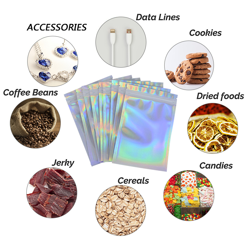 20 Stuks Iriserende Plastic Zakken Zip Lock Met Venster Stand Up Hersluitbare Grip Ziplock Zakjes Thee Koffie Bean Snoep Verpakking voedsel