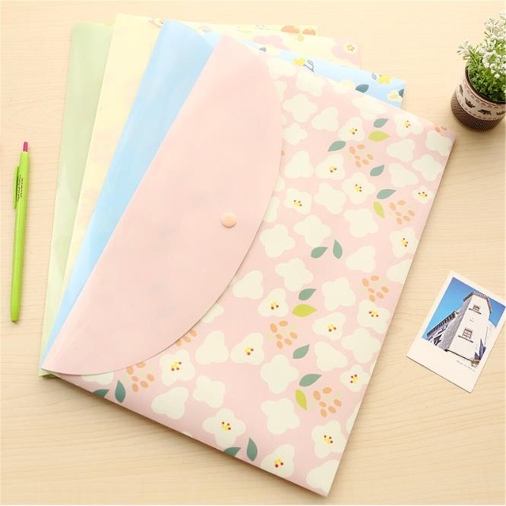 Florala4 File Folder Document Filling Bag Pvc Waterproof Stationery Bag School Office Supplies Bill Data Storage