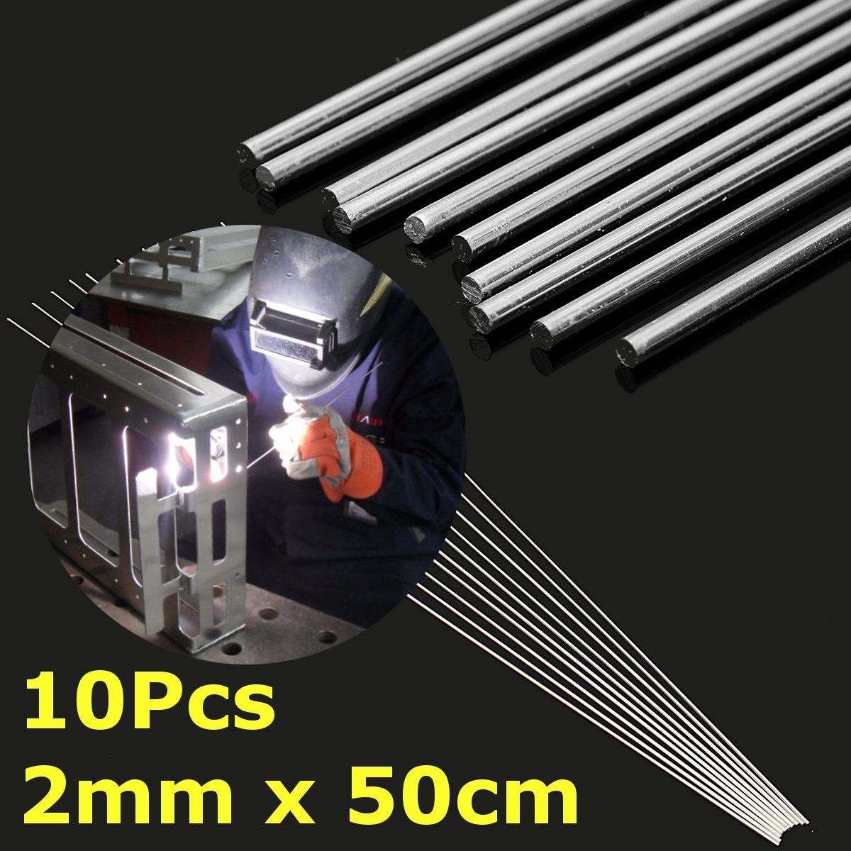 10 stks 2mm x 50 cm Aluminium Lasdraad Draad Elektrode Onderkoeling Lage Temperatuur voor Lassen Metalen Aluminium zilver